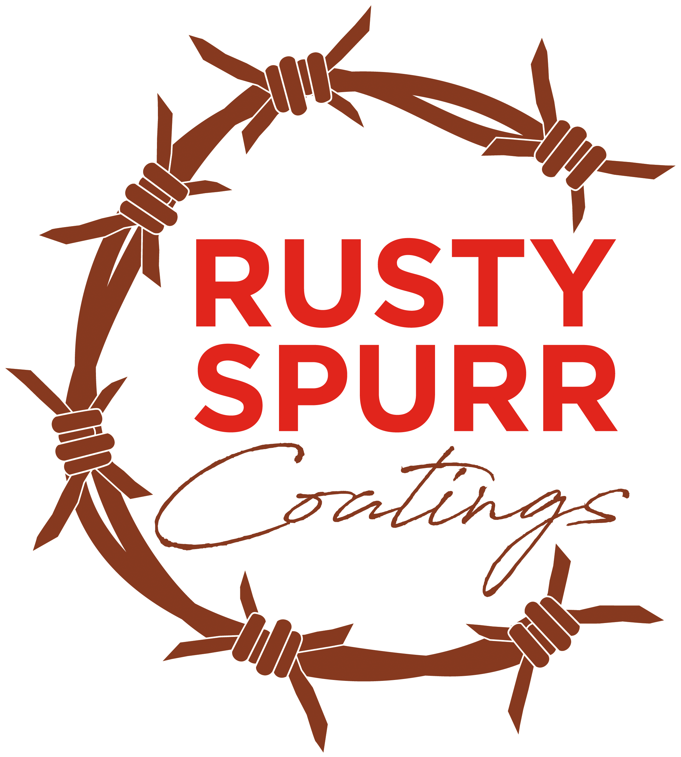 Rusty Spurr Coatings - logo - white outline around spurs